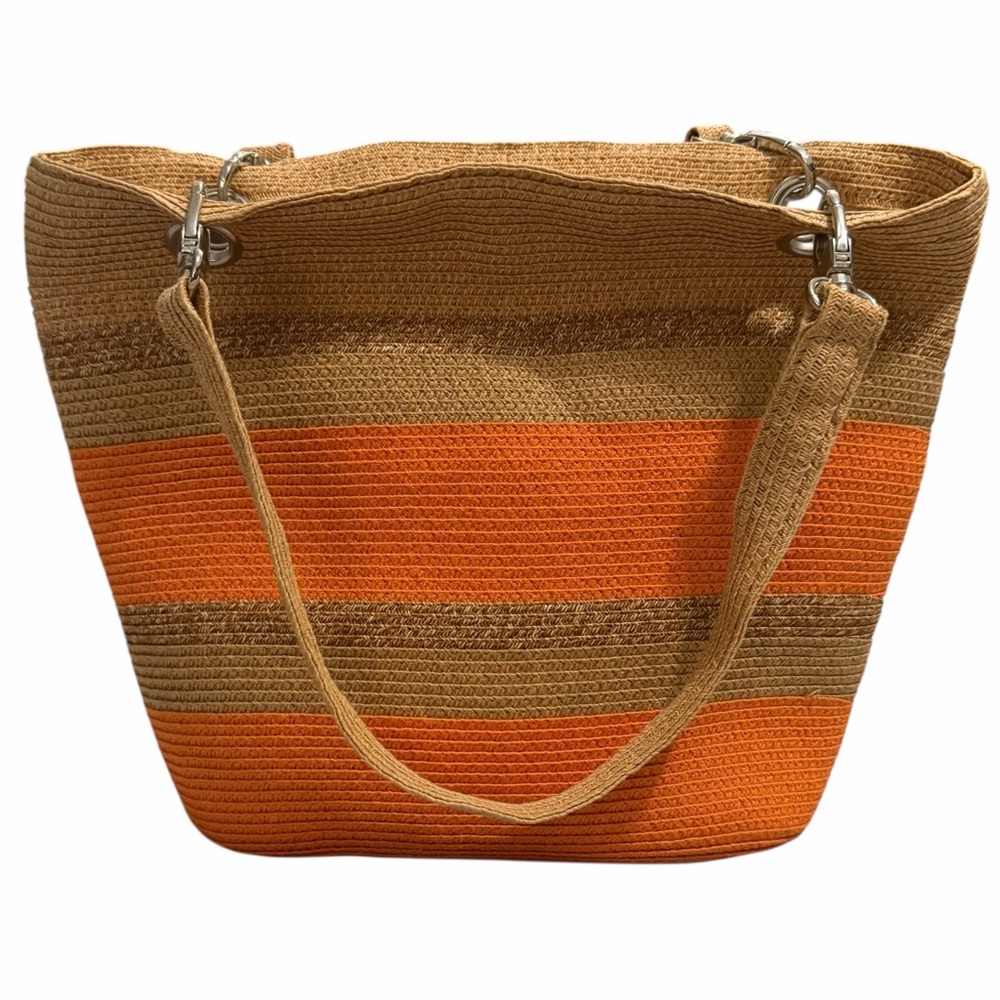 PRITZI/Orange & Tan/ Bohemian-Summer Woven Handbag